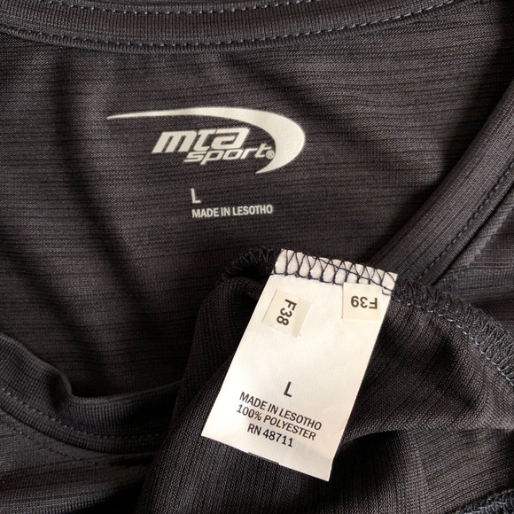 MTA Sport Shirts New Active Tee Shirt Short Sleeve Fast Dri Gray